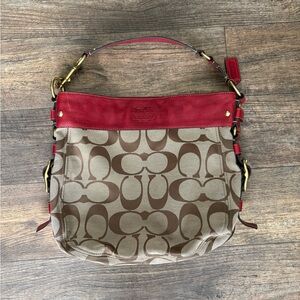 Vintage Y2K Coach Red and Tan Signature Shoulder Bag